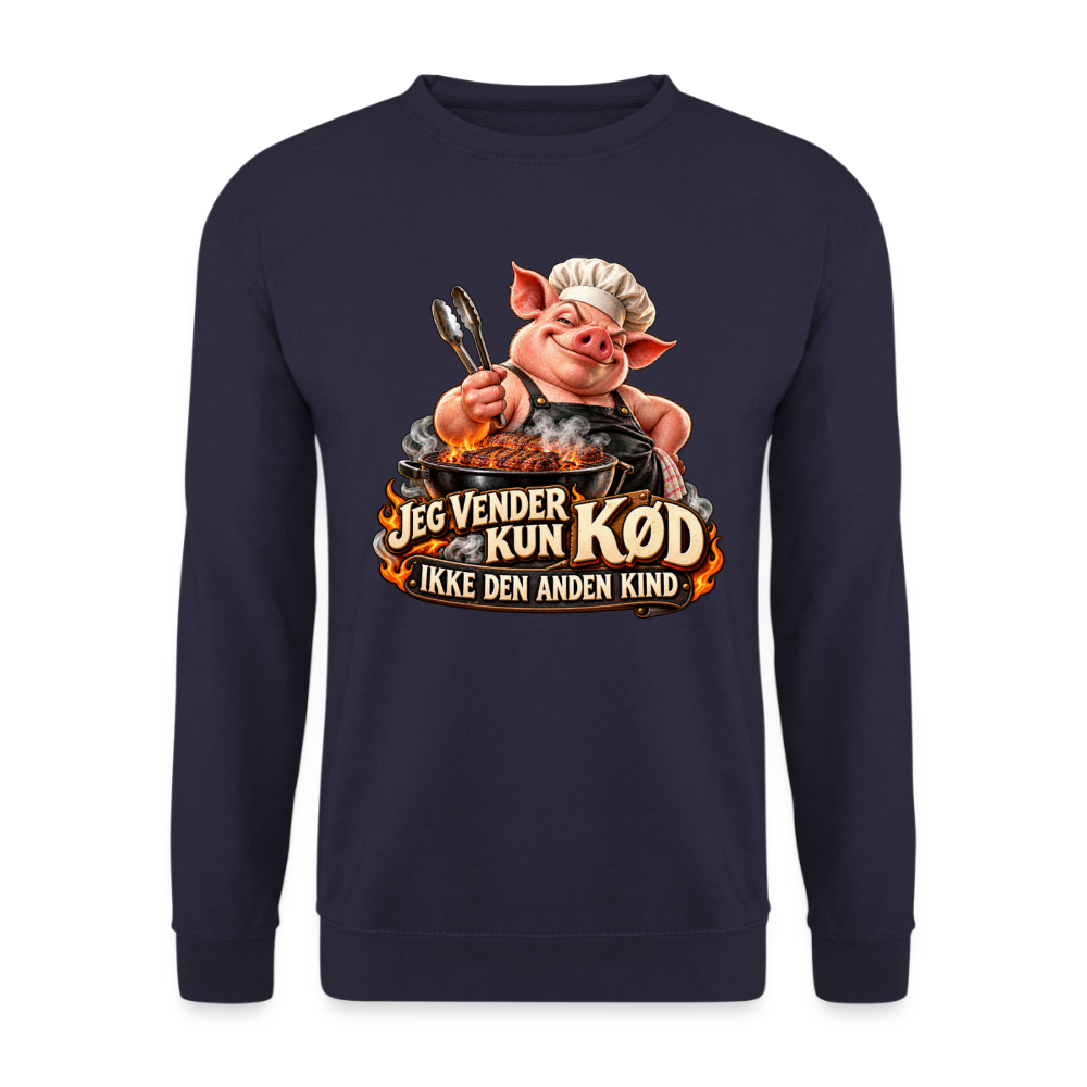 CityShirts - Sweatshirt - Jeg vender kun kød – Ikke den anden kind - CS044 - marineblå