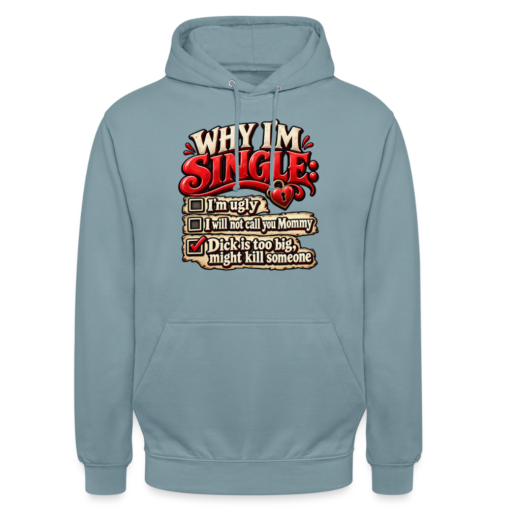 CityShirts - Hoodie - Why I’m Single - CS007 - gråblå