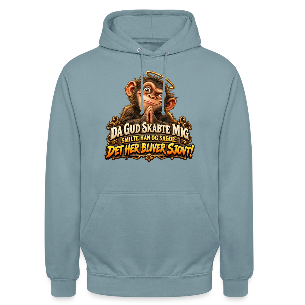 CityShirts - Hoodie - Da Gud skabte mig – Det her bliver sjovt! - CS004 - gråblå