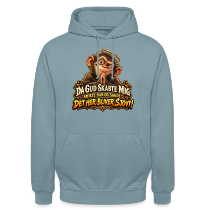 CityShirts - Hoodie - Da Gud skabte mig – Det her bliver sjovt! - CS004 - gråblå