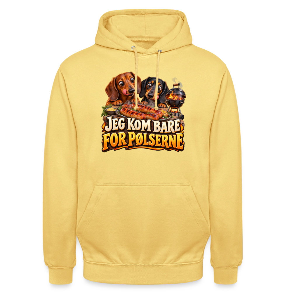 CityShirts - Hoodie - Jeg kom bare for pølserne - CS048 - citrongul
