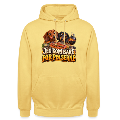 CityShirts - Hoodie - Jeg kom bare for pølserne - CS048 - citrongul