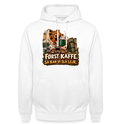 CityShirts - Hoodie - Først kaffe – Så kan vi slå lejr - CS043 - hvid