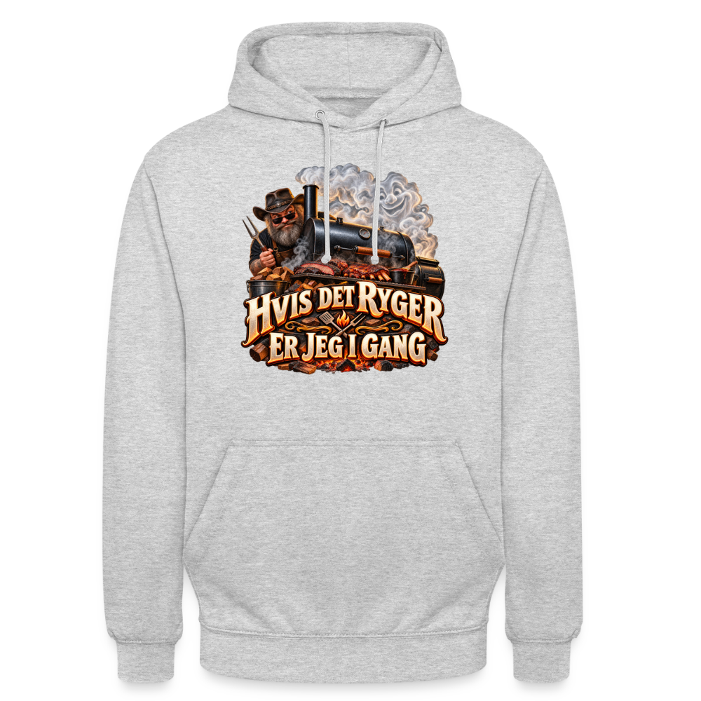CityShirts - Hoodie - Hvis det ryger, er jeg i gang - CS051 - lysegrå meleret