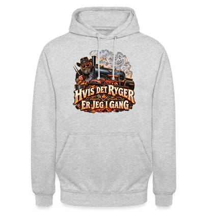 CityShirts - Hoodie - Hvis det ryger, er jeg i gang - CS051 - lysegrå meleret