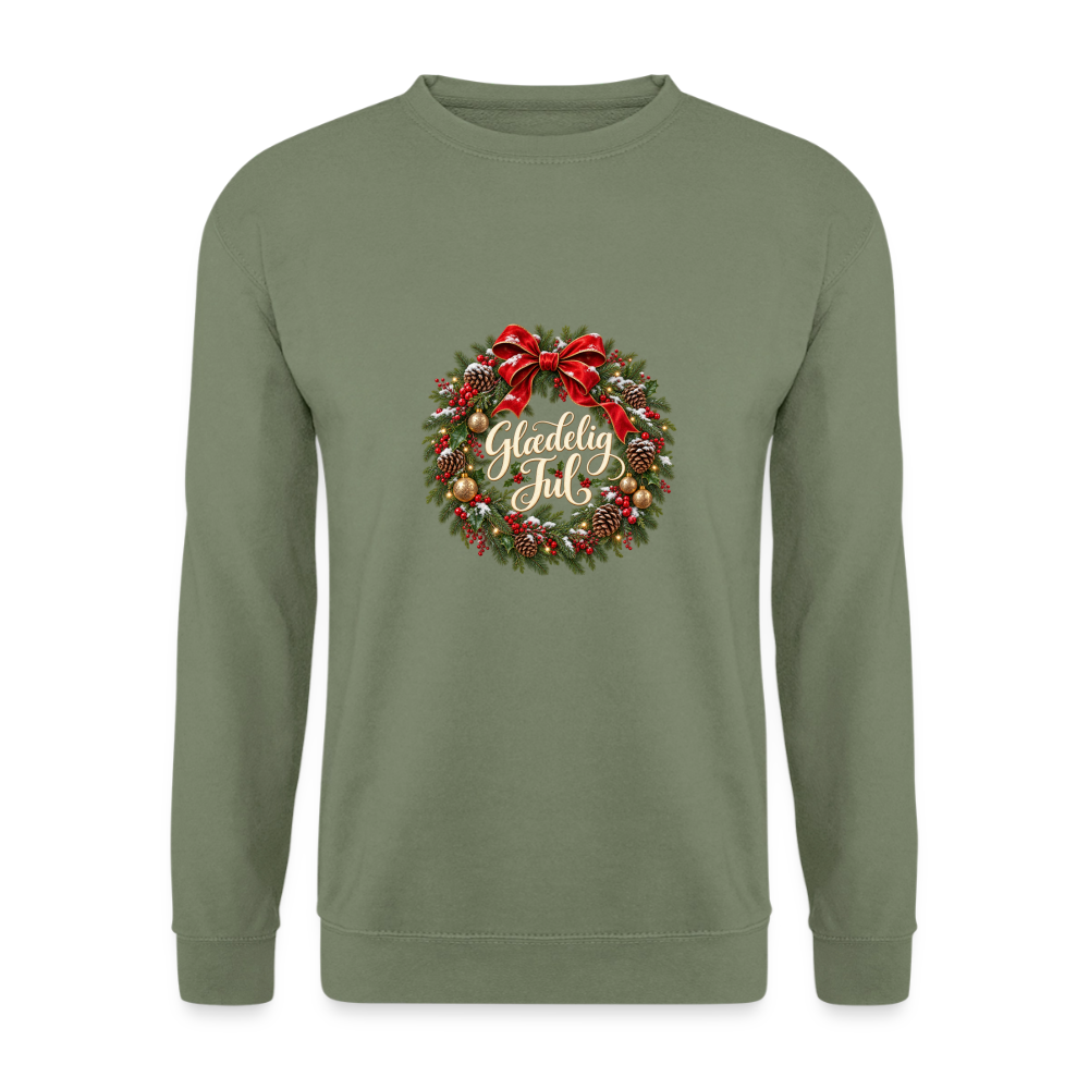 CityShirts - Sweatshirt - Glædelig Jul – julekrans - CS059 - militærgrøn