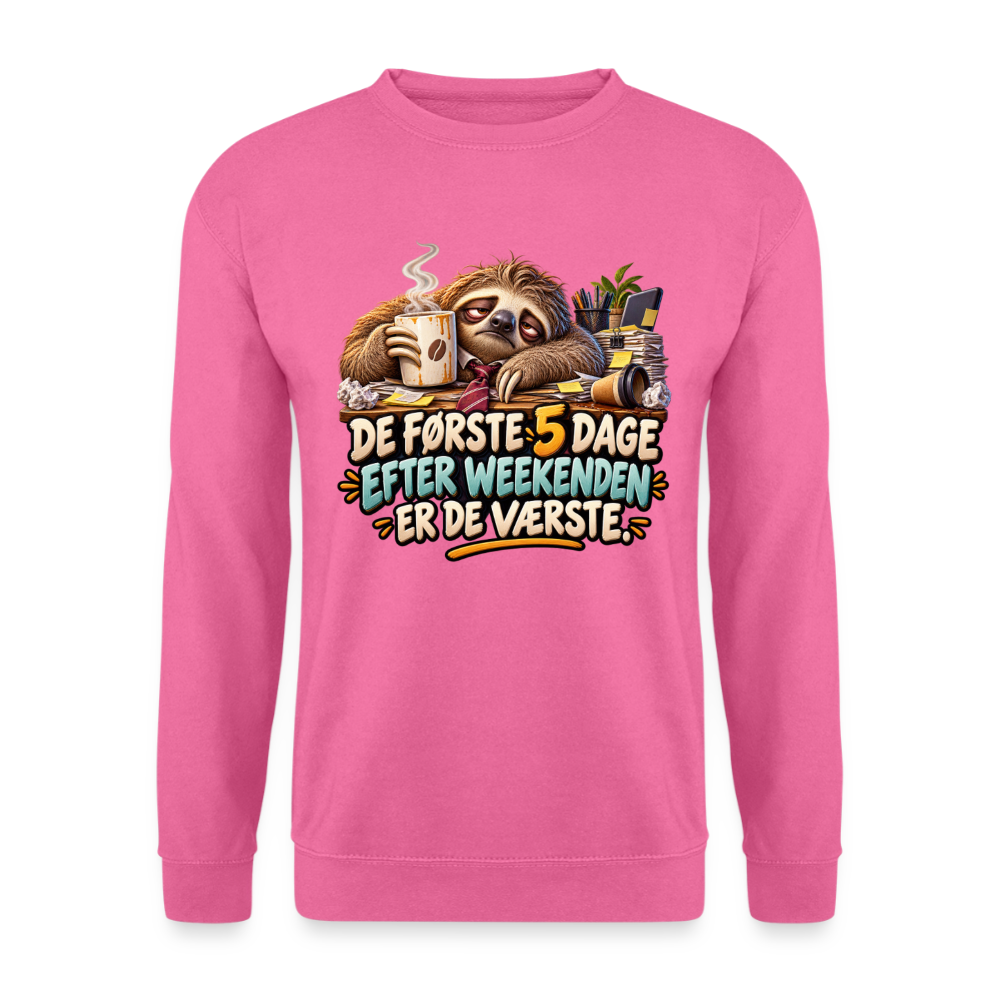 CityShirts - Sweatshirt - De første 5 dage efter weekenden er de værste - CS023 - pink