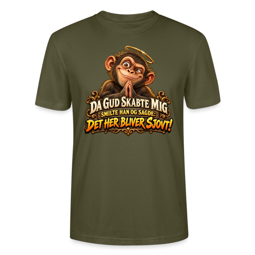 CityShirts - T-shirt - Da Gud skabte mig – Det her bliver sjovt! - CS004 - khaki