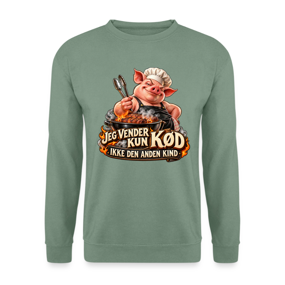 CityShirts - Sweatshirt - Jeg vender kun kød – Ikke den anden kind - CS044 - grågrøn