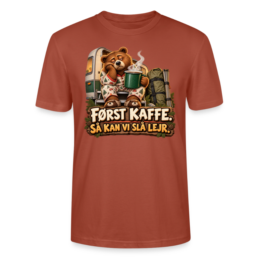 CityShirts - T-shirt - Først kaffe – Så kan vi slå lejr - CS043 - terrakotta