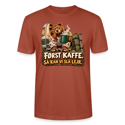 CityShirts - T-shirt - Først kaffe – Så kan vi slå lejr - CS043 - terrakotta