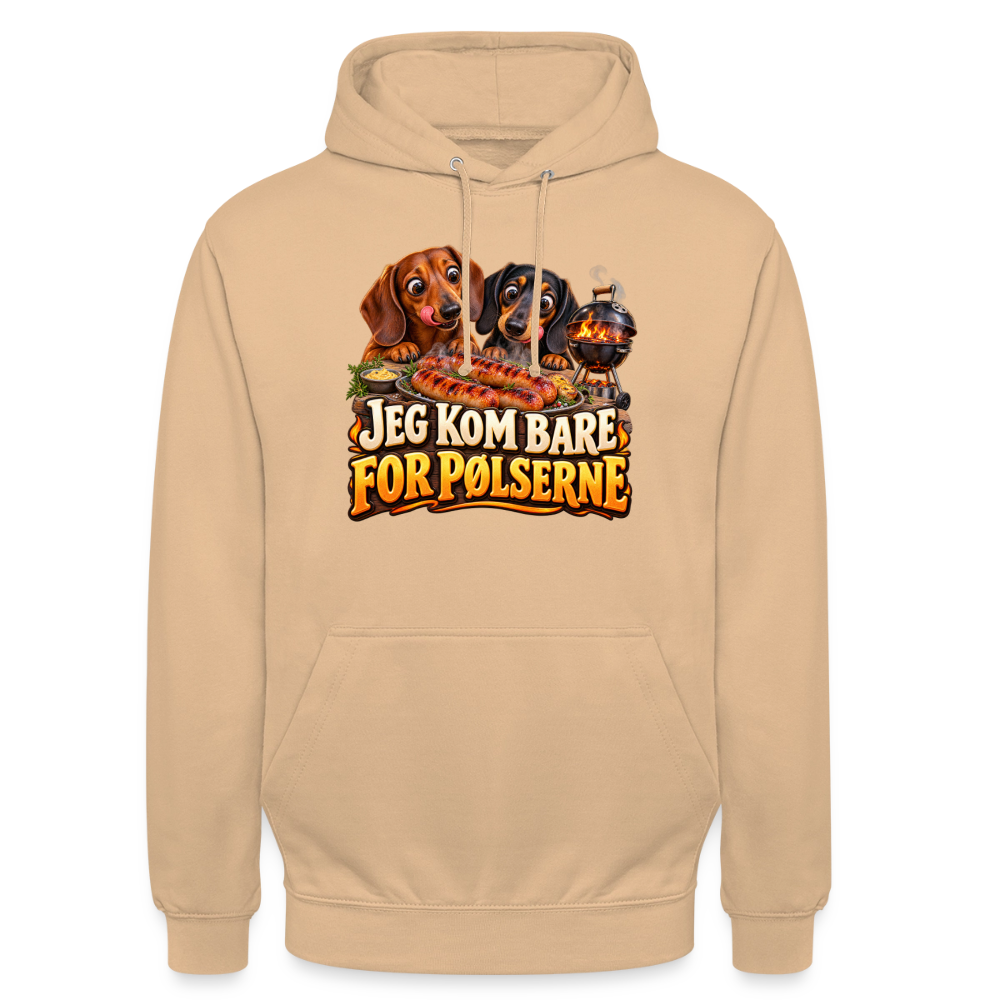 CityShirts - Hoodie - Jeg kom bare for pølserne - CS048 - fersken