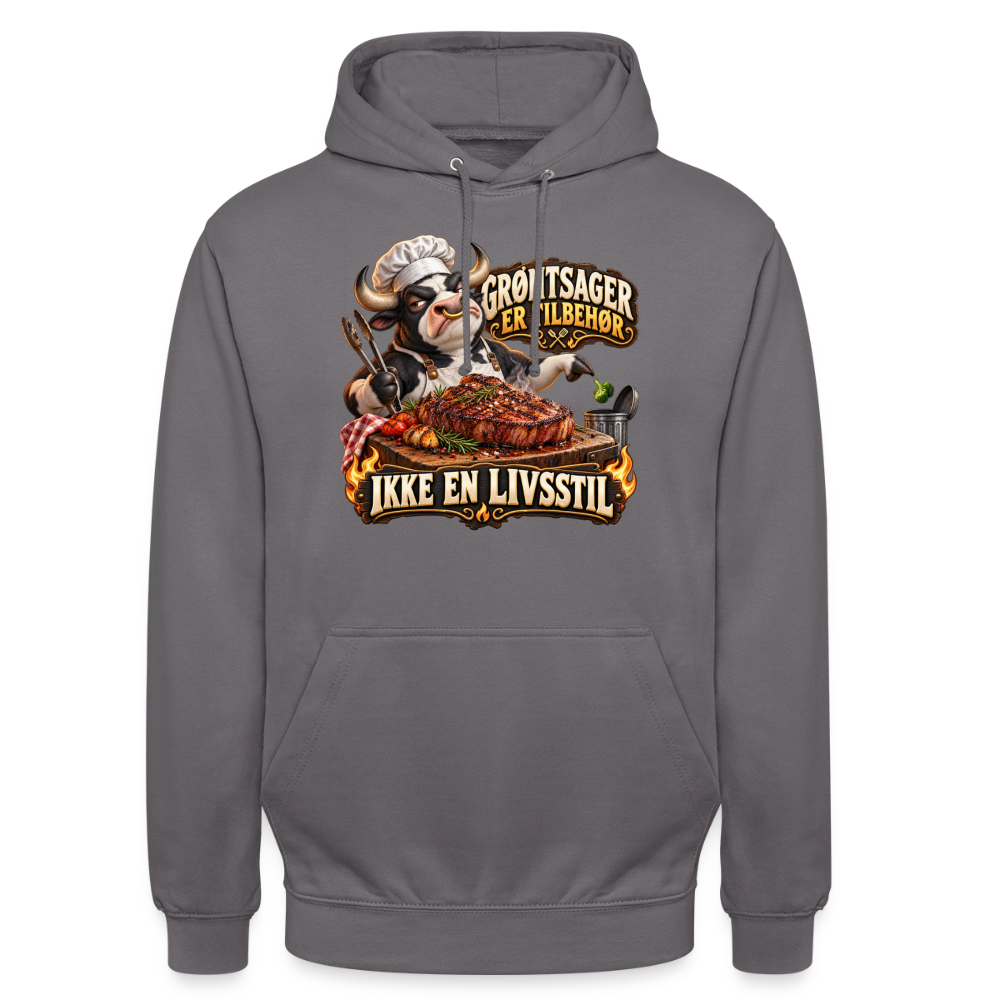 CityShirts - Hoodie - Grøntsager er tilbehør – Ikke en livsstil - CS053 - mellemgrå