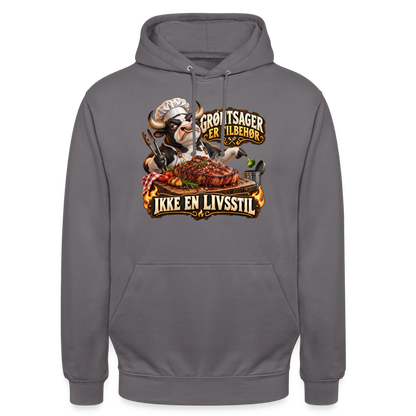 CityShirts - Hoodie - Grøntsager er tilbehør – Ikke en livsstil - CS053 - mellemgrå