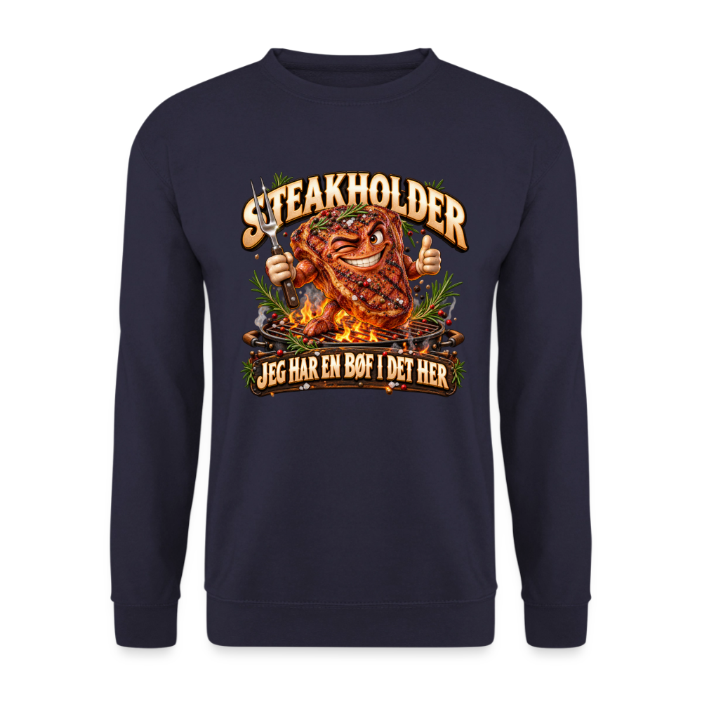 CityShirts - Sweatshirt - Steakholder – Jeg har en bøf i det her - CS052 - marineblå