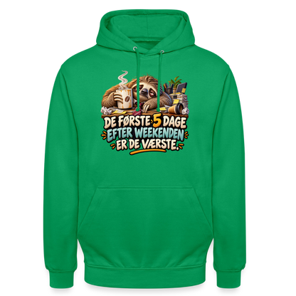 CityShirts - Hoodie - De første 5 dage efter weekenden er de værste - CS023 - kelly grøn