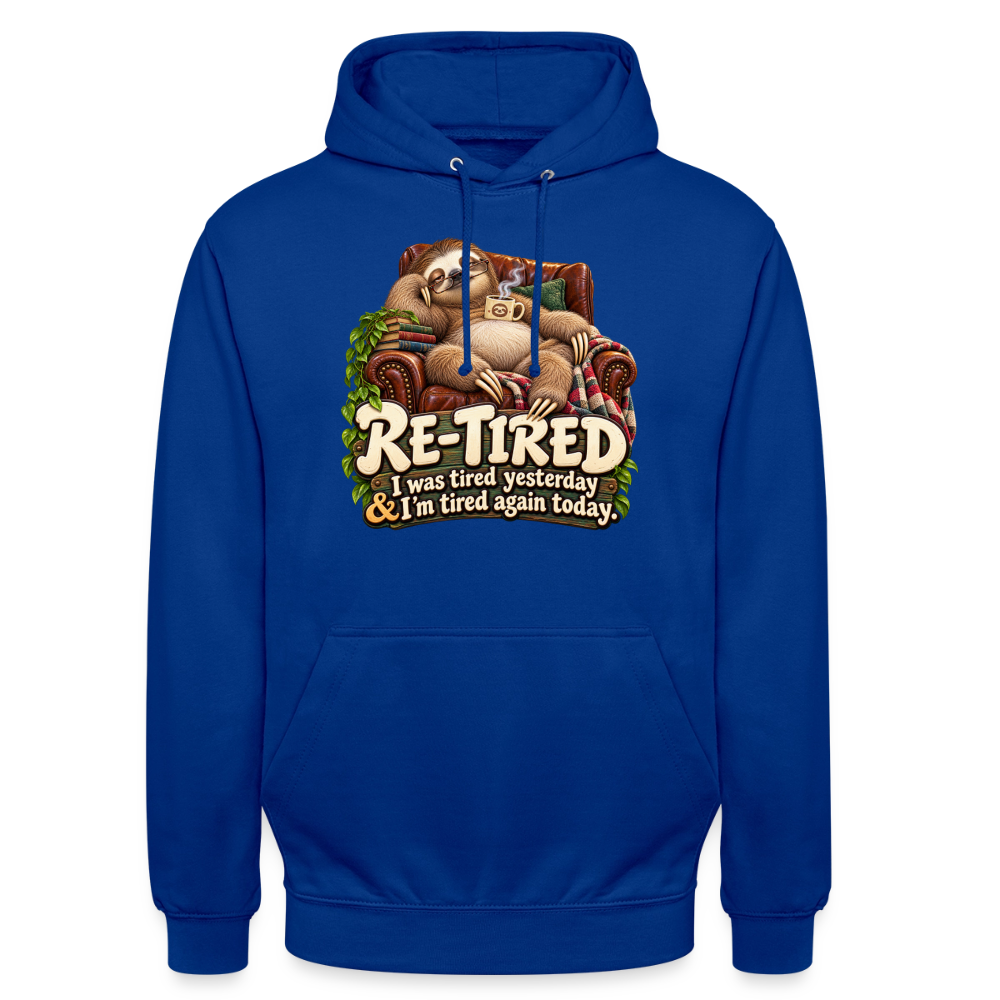 CityShirts - Hoodie - Re-tired – Tired again today - CS009 - kongeblå