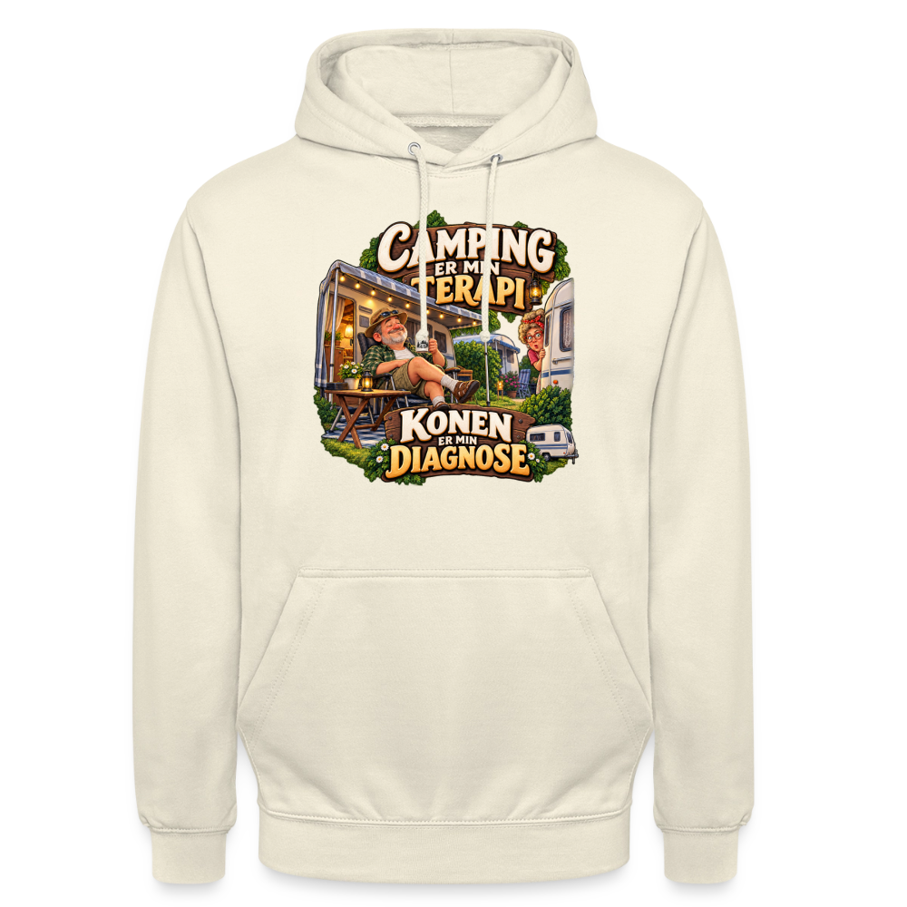 CityShirts - Hoodie - Camping er min terapi – Konen er min diagnose - CS032 - vaniljemilkshake