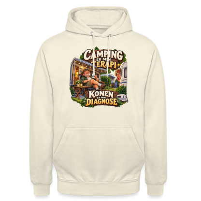 CityShirts - Hoodie - Camping er min terapi – Konen er min diagnose - CS032 - vaniljemilkshake