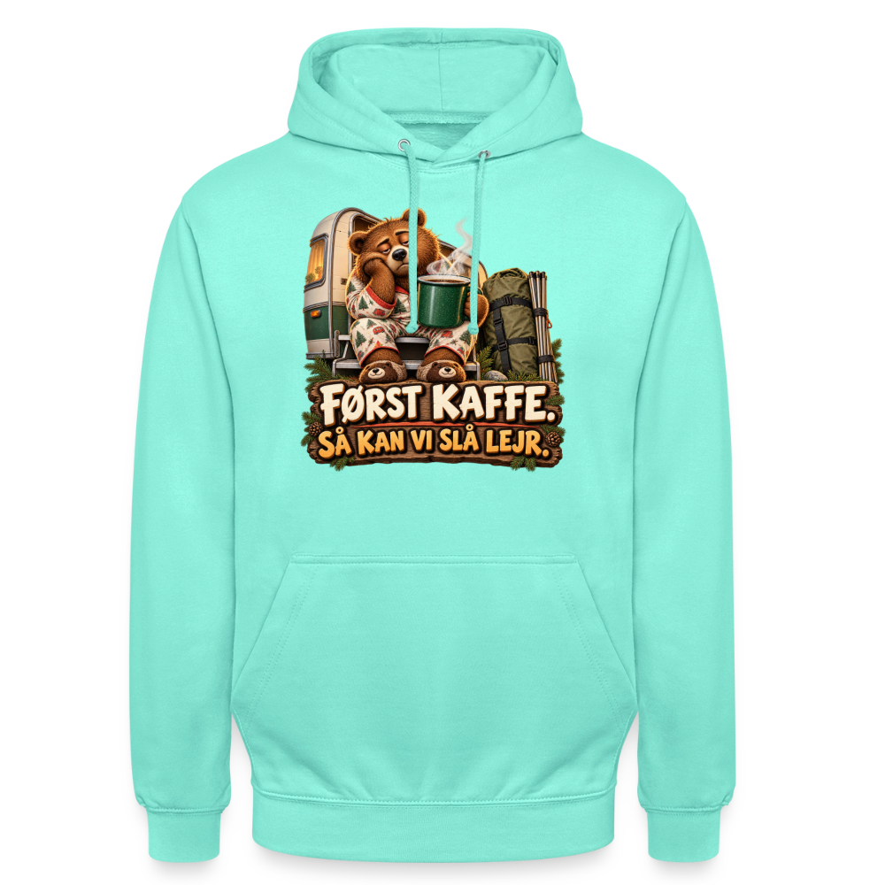 CityShirts - Hoodie - Først kaffe – Så kan vi slå lejr - CS043 - mint