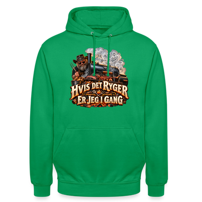 CityShirts - Hoodie - Hvis det ryger, er jeg i gang - CS051 - kelly grøn