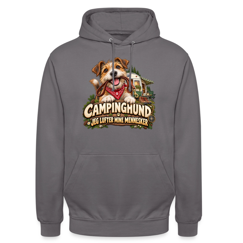 CityShirts - Hoodie - Campinghund – Jeg lufter mine mennesker - CS041 - mellemgrå