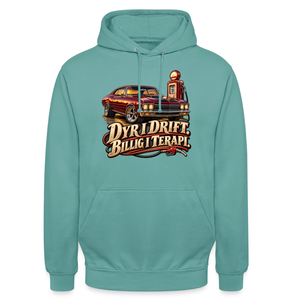 CityShirts - Hoodie - Dyr i drift. Billig i terapi. – V8 - CS029 - pastelturkis