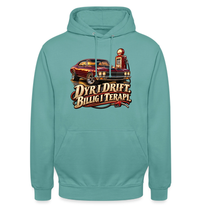 CityShirts - Hoodie - Dyr i drift. Billig i terapi. – V8 - CS029 - pastelturkis