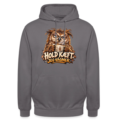 CityShirts - Hoodie - Hold kæft. Jeg vågner. – morgenugle - CS027 - mellemgrå