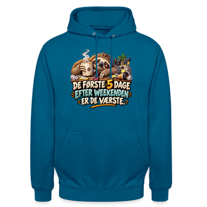 CityShirts - Hoodie - De første 5 dage efter weekenden er de værste - CS023 - dybt havblå 
