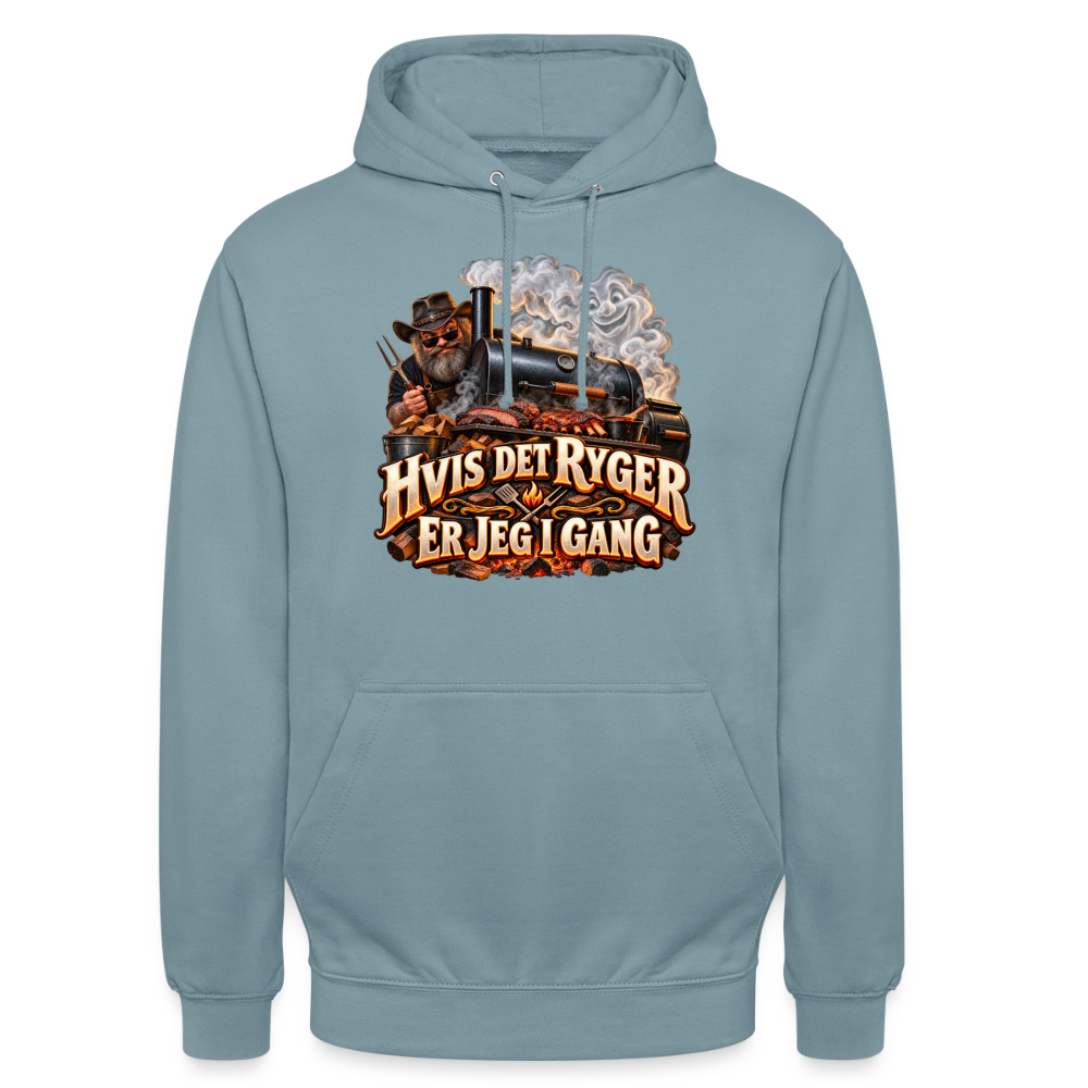 CityShirts - Hoodie - Hvis det ryger, er jeg i gang - CS051 - gråblå