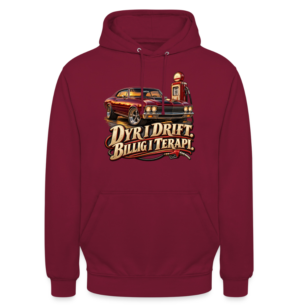 CityShirts - Hoodie - Dyr i drift. Billig i terapi. – V8 - CS029 - bordeaux