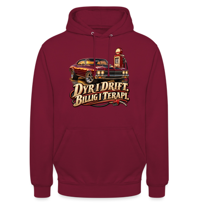 CityShirts - Hoodie - Dyr i drift. Billig i terapi. – V8 - CS029 - bordeaux