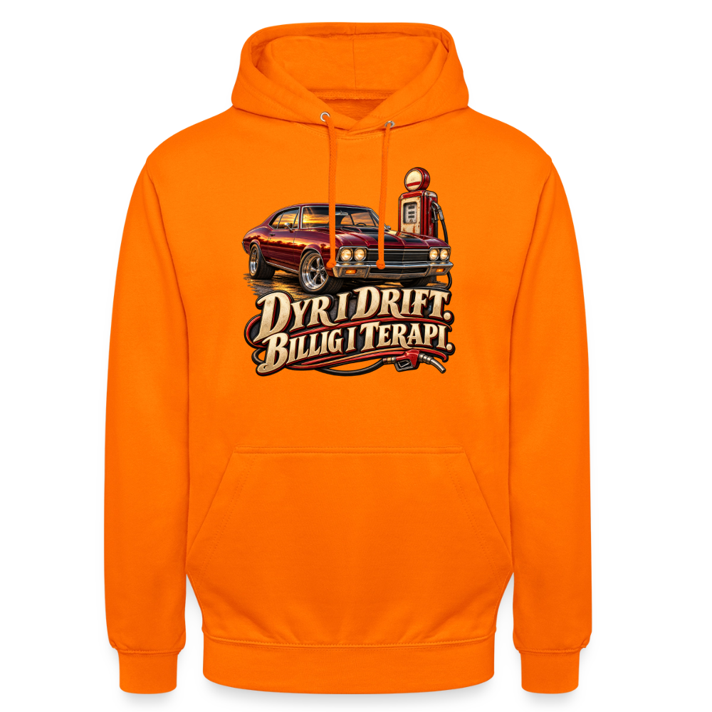 CityShirts - Hoodie - Dyr i drift. Billig i terapi. – V8 - CS029 - orange