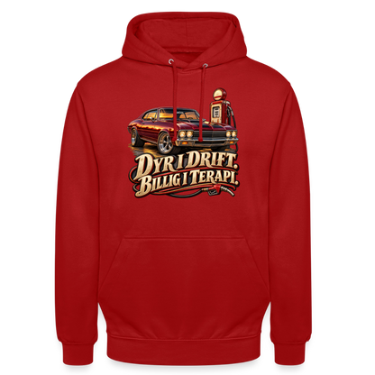 CityShirts - Hoodie - Dyr i drift. Billig i terapi. – V8 - CS029 - rød