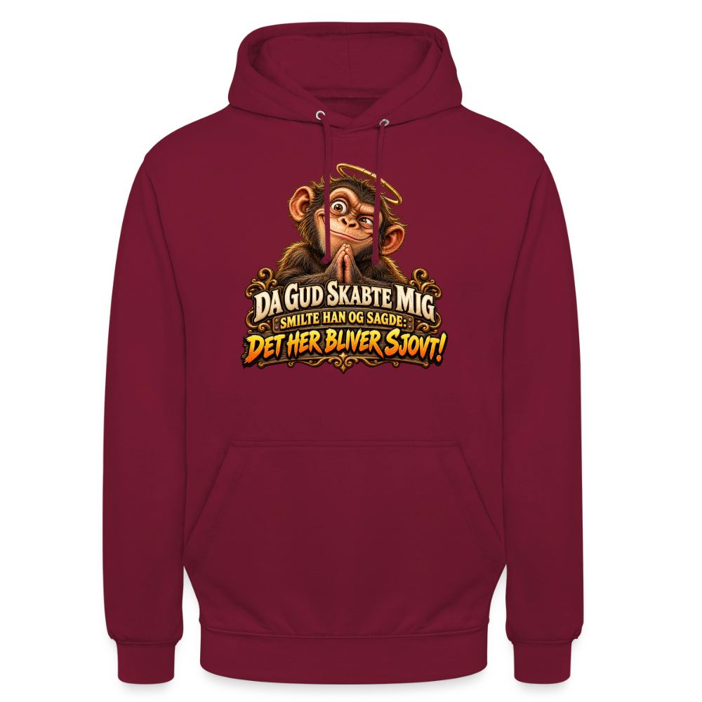 CityShirts - Hoodie - Da Gud skabte mig – Det her bliver sjovt! - CS004 - bordeaux