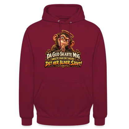 CityShirts - Hoodie - Da Gud skabte mig – Det her bliver sjovt! - CS004 - bordeaux
