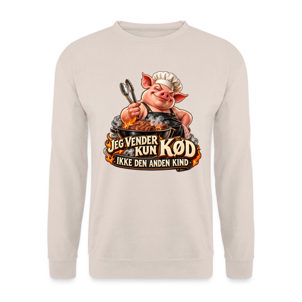 CityShirts - Sweatshirt - Jeg vender kun kød – Ikke den anden kind - CS044 - sand