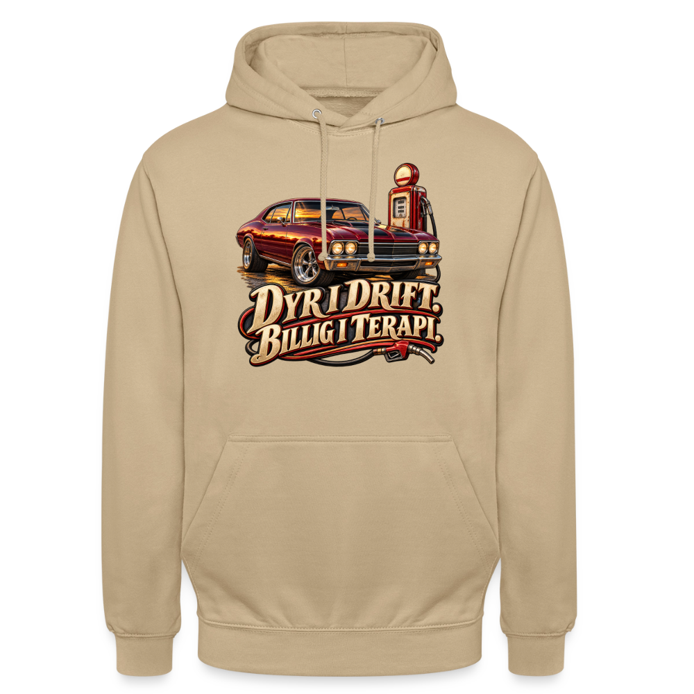 CityShirts - Hoodie - Dyr i drift. Billig i terapi. – V8 - CS029 - beige