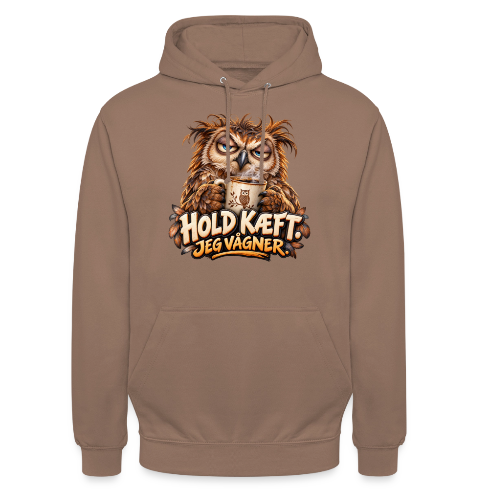 CityShirts - Hoodie - Hold kæft. Jeg vågner. – morgenugle - CS027 - mokka