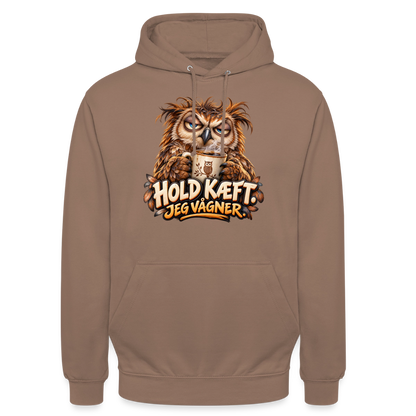 CityShirts - Hoodie - Hold kæft. Jeg vågner. – morgenugle - CS027 - mokka