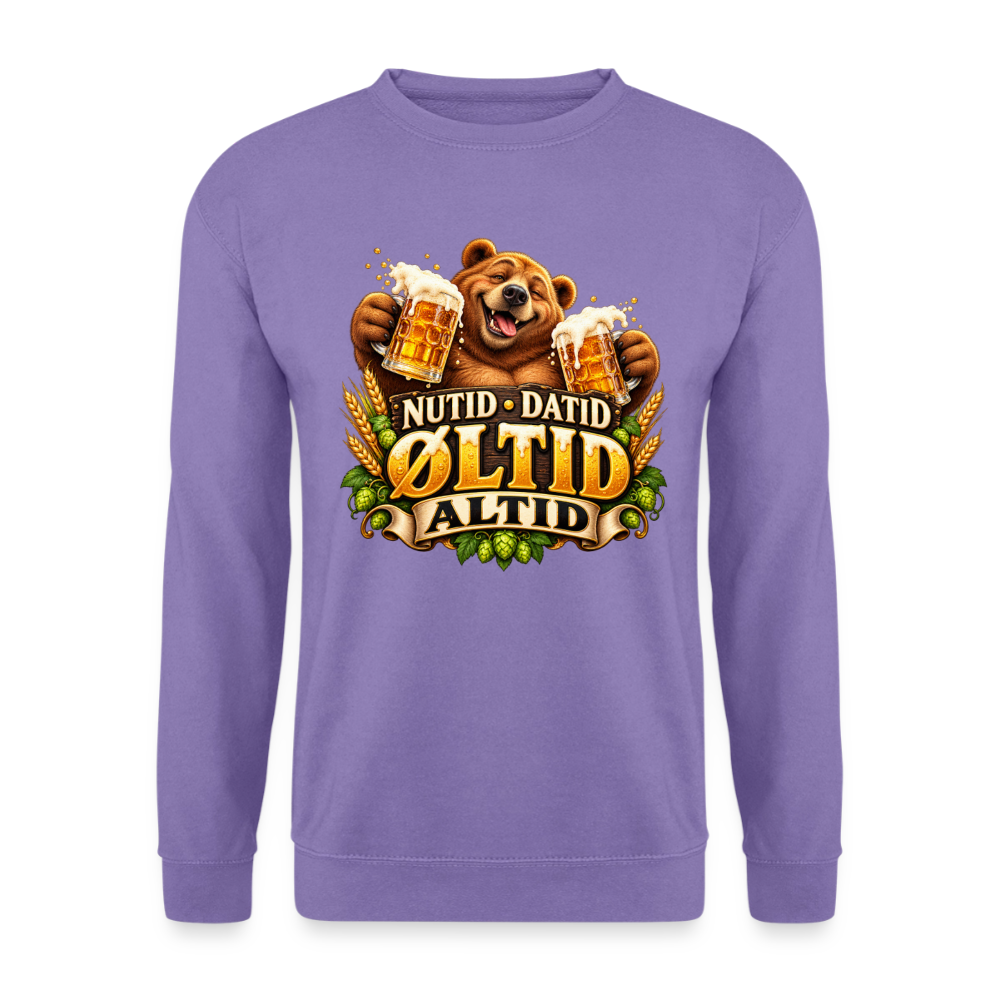 CityShirts - Sweatshirt - Nutid, datid, øltid – altid - CS006 - lavendel