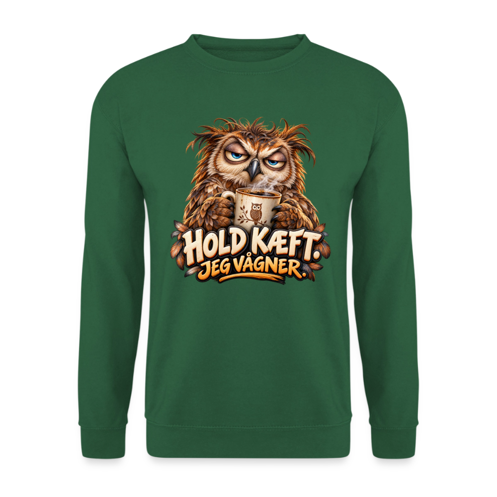 CityShirts - Sweatshirt - Hold kæft. Jeg vågner. – morgenugle - CS027 - grøn