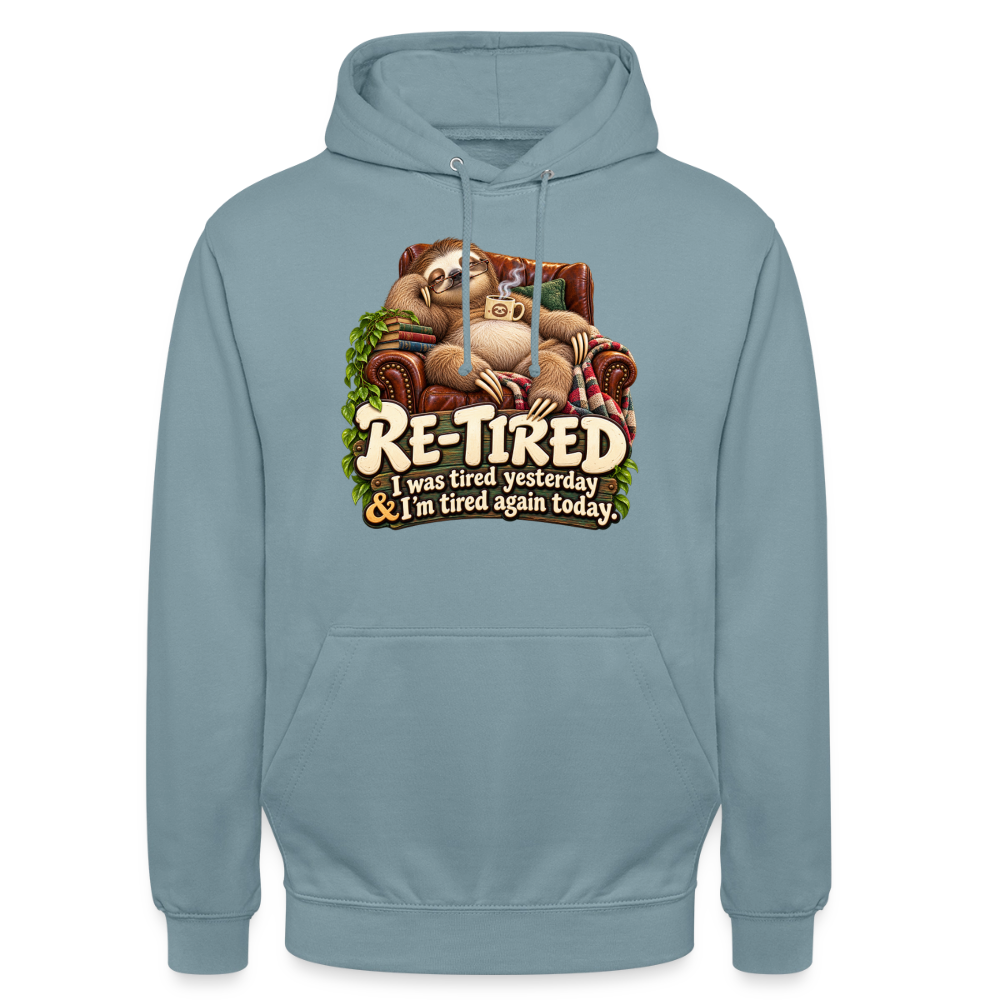 CityShirts - Hoodie - Re-tired – Tired again today - CS009 - gråblå