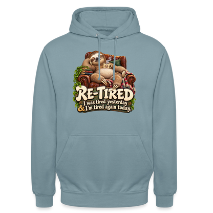 CityShirts - Hoodie - Re-tired – Tired again today - CS009 - gråblå
